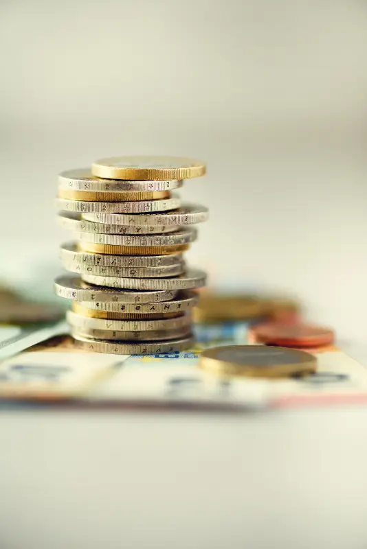 Pile of euro coins on bank notes 2026 03 09 22 30 08 utc